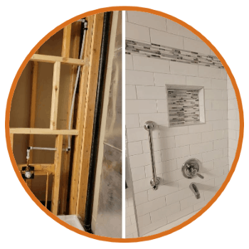 Before after shower remodeled