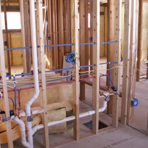 Pipes on 2x4 studs for new construction